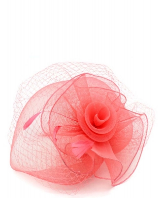 Mesh Net Flower Hair Clip HA300037 ROSE
